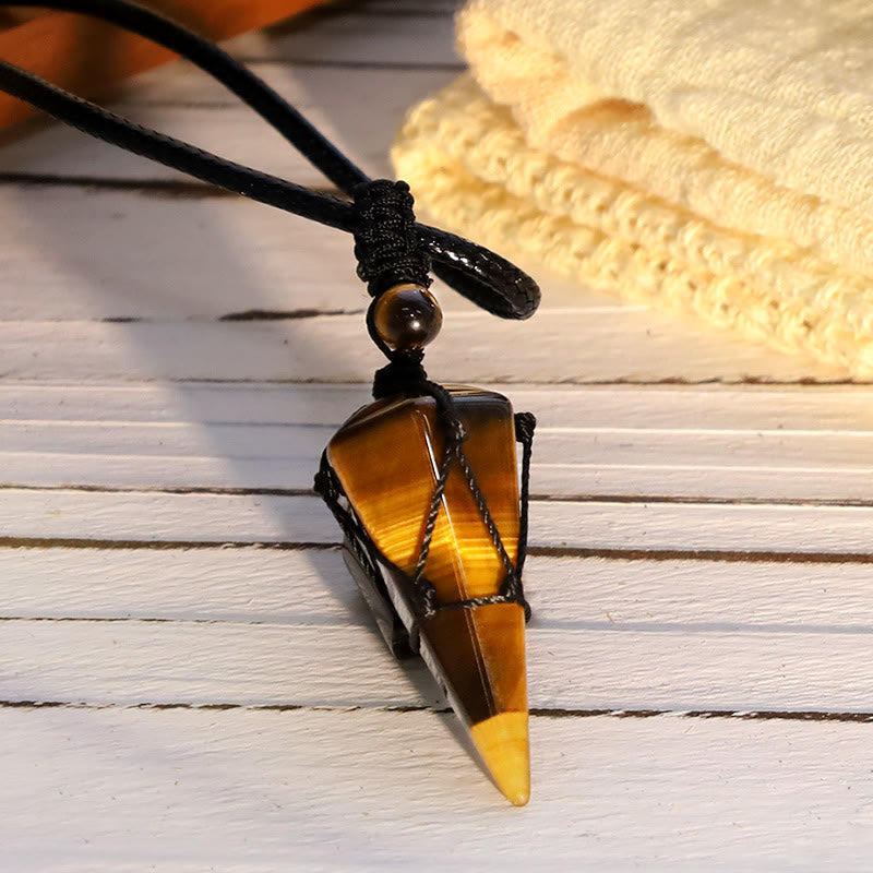 Fortune Jewel Natural Stone Pointed Pendant Necklace