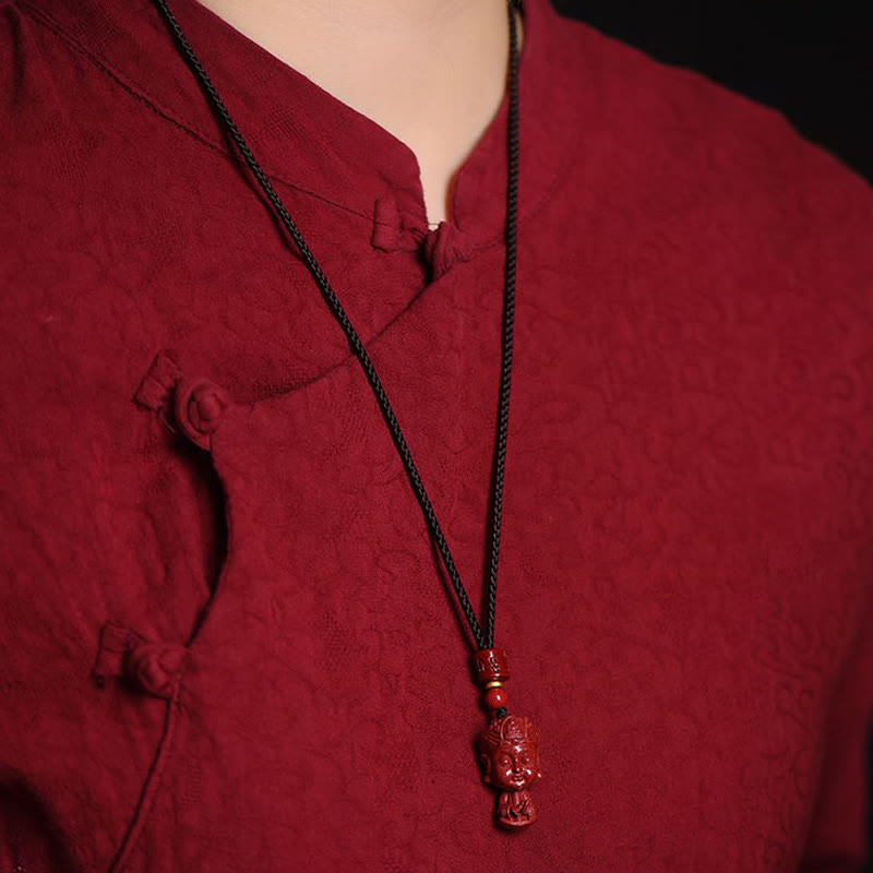 Fortune Jewel Chinese Zodiac Natal Buddha Natural Cinnabar Amulet Keep Away Evil Spirits Necklace Pendant