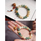 Fortune Jewel Natural Gradient Bodhi Seed Wisdom Wooden Fish Drum Charm Bracelet