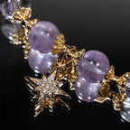 Fortune Jewel Natural Amethyst Inner Peace Healing Star Charm Bracelet