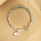 Fortune Jewel 925 Sterling Silver Natural Tianshan Jade Bamboo Charm Luck Bracelet