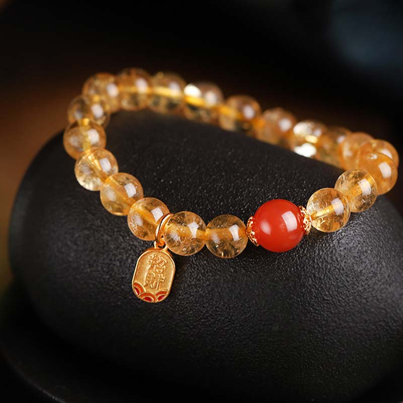 Fortune Jewel Citrine Red Agate Fortune Charm Bracelet