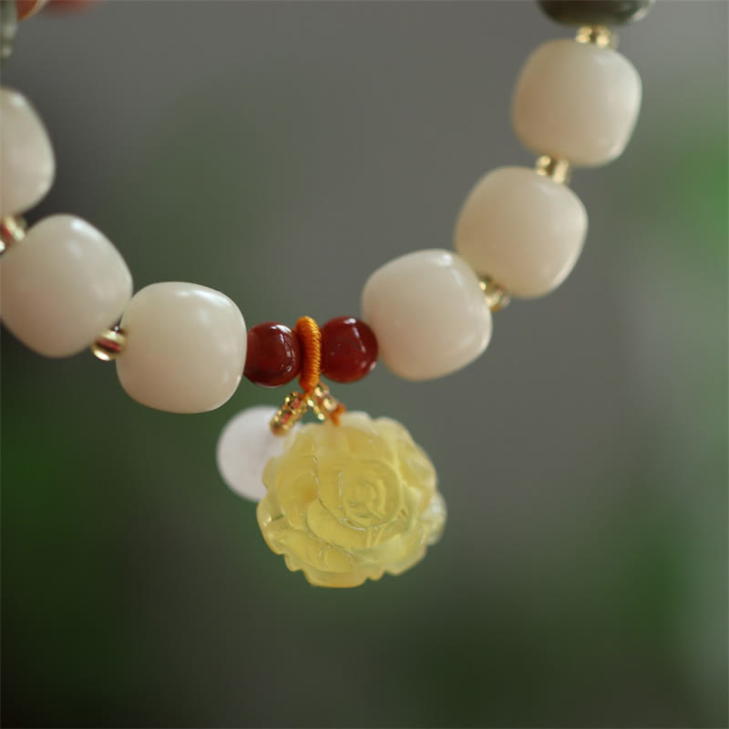Fortune Jewel Gradient Bodhi Seed Amber Lotus Peace Bracelet