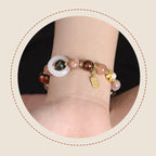 Fortune Jewel Tibetan Incense Ash Liuli Glass Tridacna Stone Sun Stone Om Mani Padme Hum Prayer Wheel Charm Bracelet