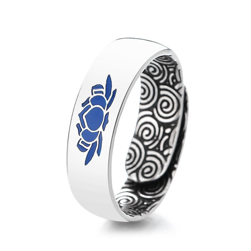 Fortune Jewel Tibetan Blue Lotus Auspicious Clouds Copper Enlightenment Ring Fortune Jewel