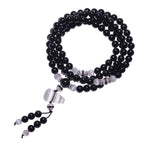 Fortune Jewel Black Onyx White Crystal Bead Meditation Bracelet
