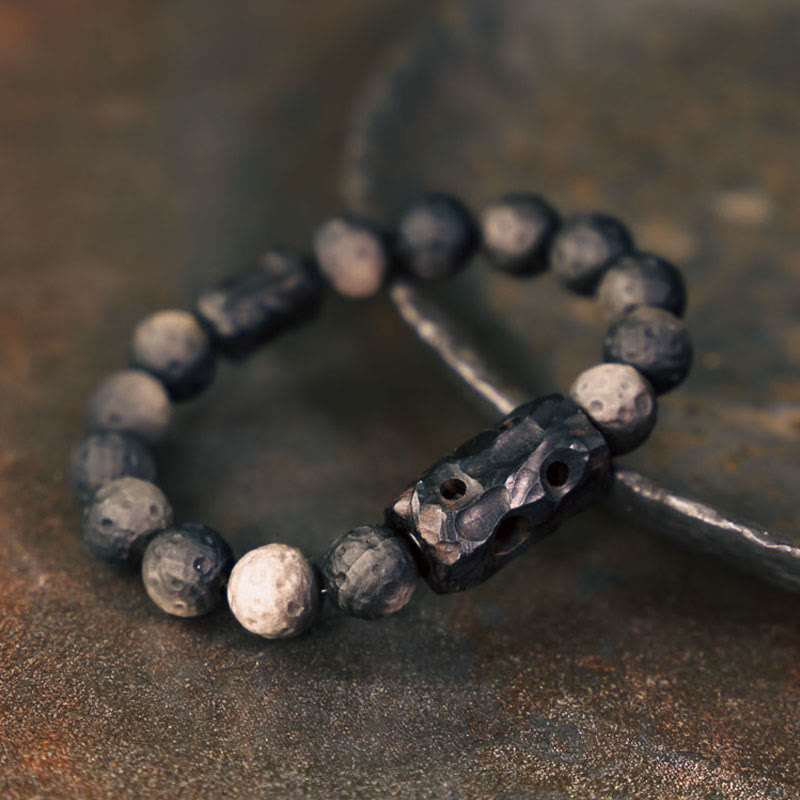 Fortune Jewel Silver Sheen Obsidian Ebony Wood Soothing Bracelet