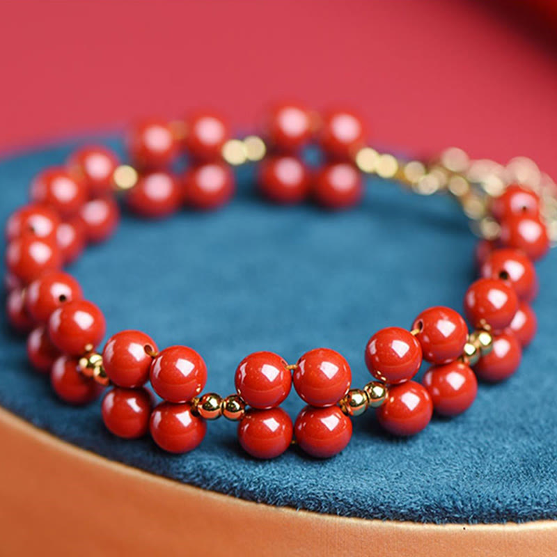 Fortune Jewel Natural Cinnabar Beaded Blessing Bracelet