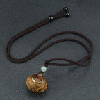Fortune Jewel Tibet Green Sandalwood Rosewood Om Mani Padme Hum Lotus Positive Soothing Necklace Pendant Fortune Jewel