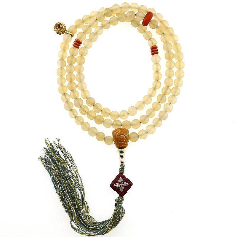 Fortune Jewel 108 Mala Beads Tibet Sheep Horn Amber Luck Bracelet