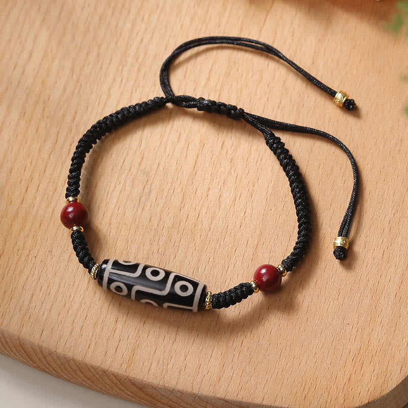 Fortune Jewel Handcrafted Tibetan Nine-eye Dzi Bead Protection Bracelet
