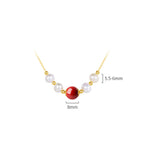Fortune Jewel 925 Sterling Silver Pearl Cinnabar Sincerity Healing Bead Chain Necklace Pendant