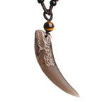 Fortune Jewel Natural Ice Obsidian Wolf Tooth Pattern Courage Necklace Pendant