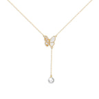 Fashion Butterfly Necklace with Pearl Charm