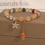 Fortune Jewel Multicolored Rutilated Quartz Auspiciousness Zircon Flower Bracelet
