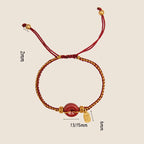 Fortune Jewel Natural Cinnabar Peace Buckle Fu Character Charm Blessing Braided Bracelet