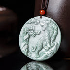 Fortune Jewel Chinese Zodiac Tiger Jade Protection Necklace String Pendant