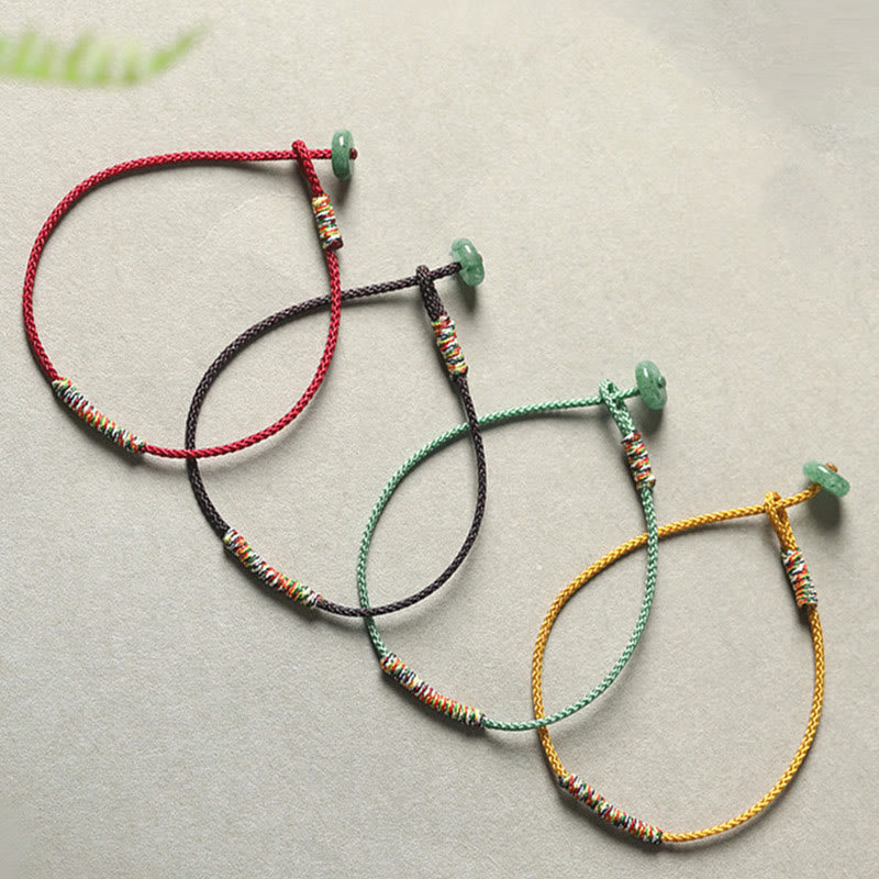Fortune Jewel Tibetan Handmade Green Aventurine Luck Protection Braided Rope Bracelet