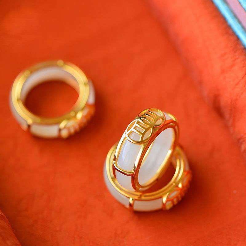 Fortune Jewel White Jade Luck Ring Necklace