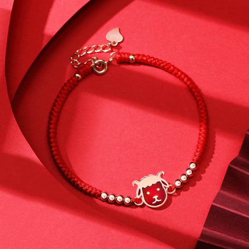 Fortune Jewel 925 Sterling Silver Chinese Zodiac Luck Faith Discolor Red String Bracelet