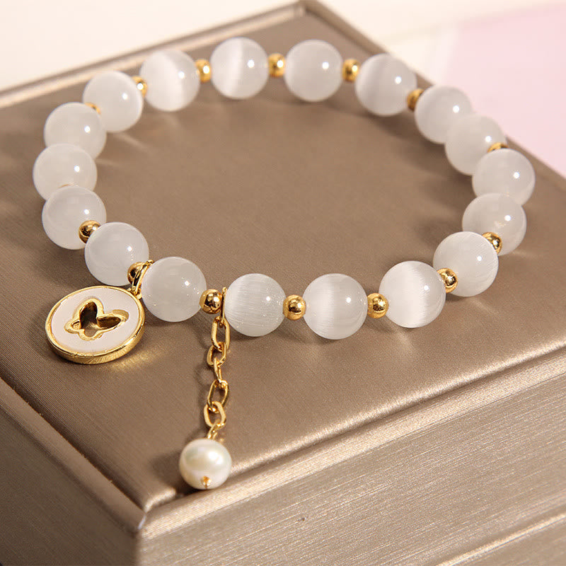 Fortune Jewel Cat's Eye Butterfly Charm Love Bracelet