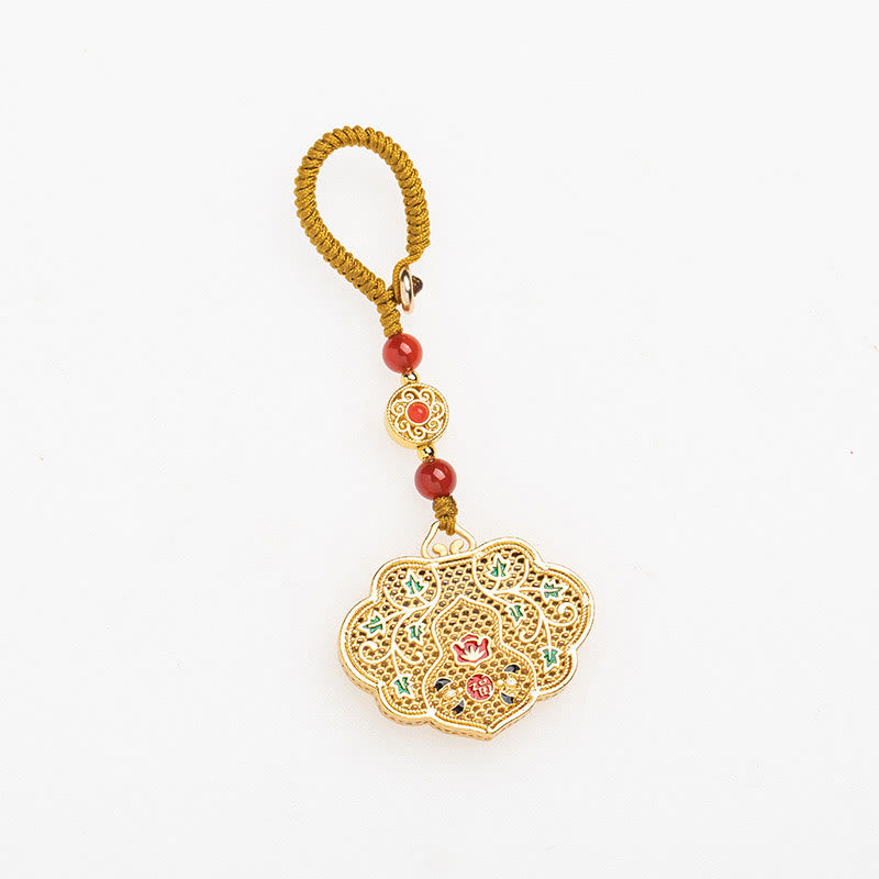 Fortune Jewel Lock of Good Wishes Fu Character Luck Blessing Key Chain