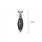 Fortune Jewel Tibetan Om Mani Padme Hum Nine-Eye Dzi Bead Pattern Peace Purity Rotatable Necklace Pendant