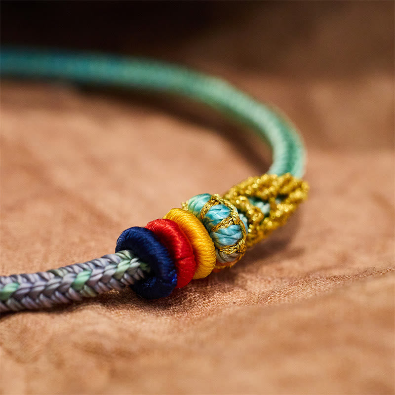 Fortune Jewel Colorful Rope Eight Thread Peace Knot Luck Handmade Bracelet