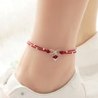 Fortune Jewel Love Heart Infinity Symbol Braided String Anklet