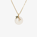 Fortune Jewel 925 Sterling Silver Natural Chalcedony Bamboo Leaf Peace Buckle Positive Necklace Pendant