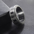 Fortune Jewel Bagua Yin Yang Titanium Steel Balance Rotatable Ring Fortune Jewel