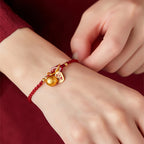 Fortune Jewel Handmade Fu Character Charm Luck Happiness Bell Red Rope Bracelet