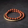 Fortune Jewel Red Jasper Moss Agate Black Obsidian Crystal Copper Peace Couple Bracelet