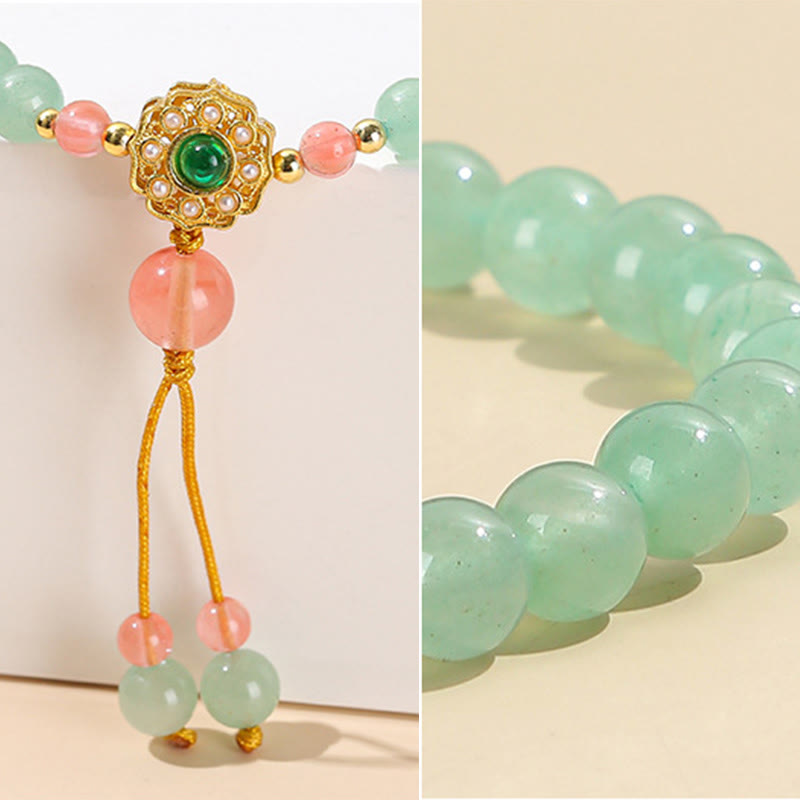 Fortune Jewel Green Aventurine Luck Bead Tassel Bracelet