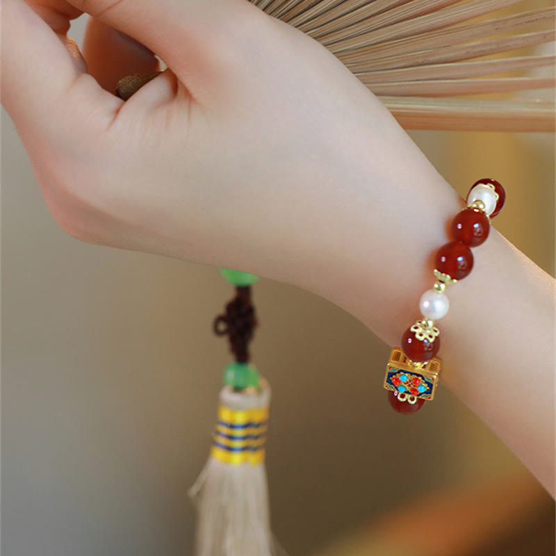 Fortune Jewel Red Agate Pearl Confidence Self-acceptance Bracelet