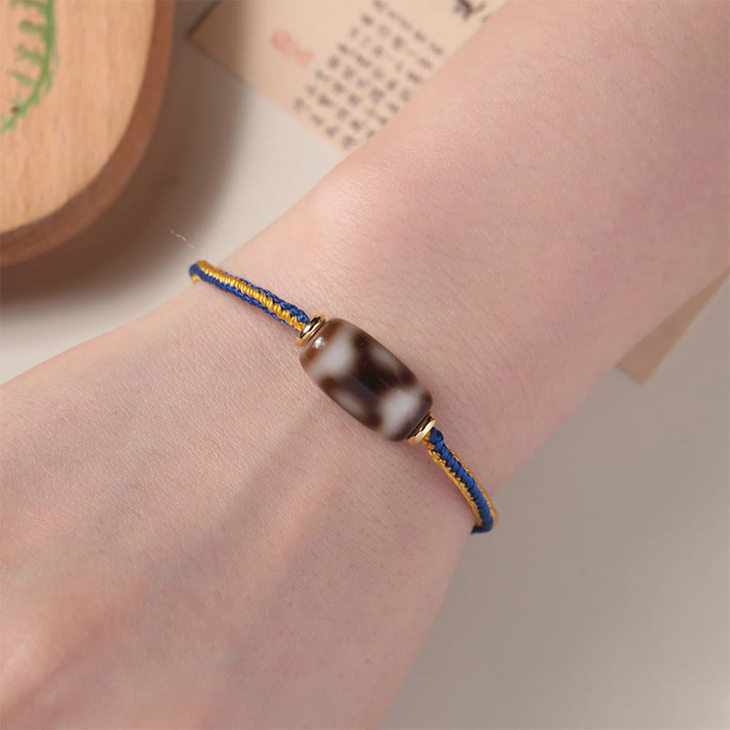 Fortune Jewel Tibetan Three-eyed Dzi Bead Luck Happiness Bracelet