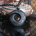 Fortune Jewel Natural Black Obsidian Ice Obsidian Strength Necklace Pendant