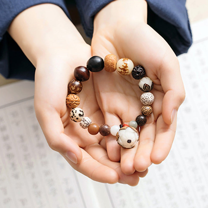 Fortune Jewel Bodhi Seed Lotus Wisdom Peace Wrist Mala Bracelet