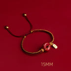 Fortune Jewel Natural Cinnabar Peace Buckle Fu Character Charm Blessing Braided Bracelet