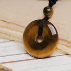 Fortune Jewel Lucky Coin Pendant Healing Crystal Gemstone Necklace