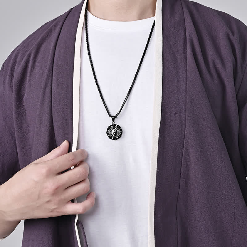 Fortune Jewel Bagua Yin Yang Titanium Steel Balance Necklace Pendant Fortune Jewel