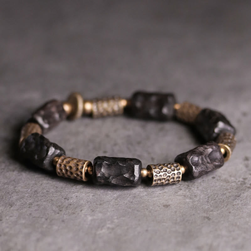 Fortune Jewel Tibetan Ebony Wood Copper Calm Peace Bracelet