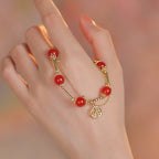Fortune Jewel Red Agate Fu Character Charm Self-acceptance Bracelet
