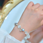Fortune Jewel 925 Sterling Silver Cat Eye Moonstone Love Support Bracelet