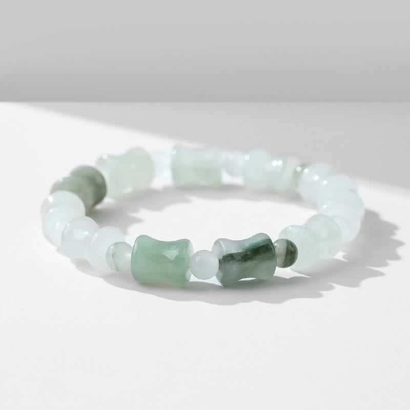 Fortune Jewel Jade Coconut Shell Bamboo Pattern Abundance Luck Bracelet