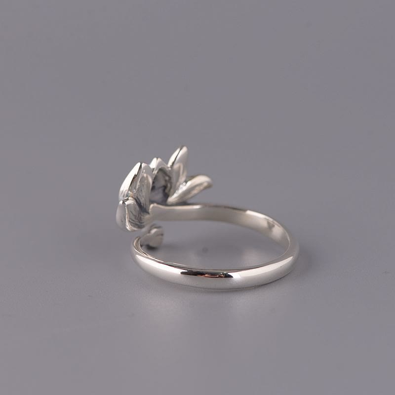 Fortune Jewel 925 Sterling Silver Lotus Flower New Beginning Adjustable Ring Fortune Jewel