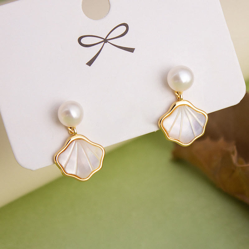 Fortune Jewel Ginkgo Tridacna Stone Pearl Bead Copper Blessing Necklace Pendant Ring Earrings Set