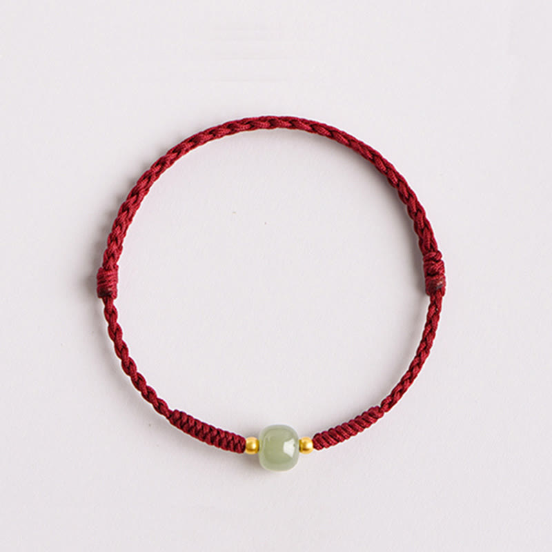 Fortune Jewel Handmade Jade Lucky Bead Prosperity Braided Bracelet