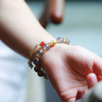 Fortune Jewel Natural Gray Agate Fu Character Pearl Tassel Balance Bracelet