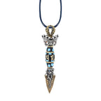 Fortune Jewel Tibet Om Mani Padme Hum Dzi Bead Dorje Vajra Pattern Wealth Rotatable Necklace Pendant